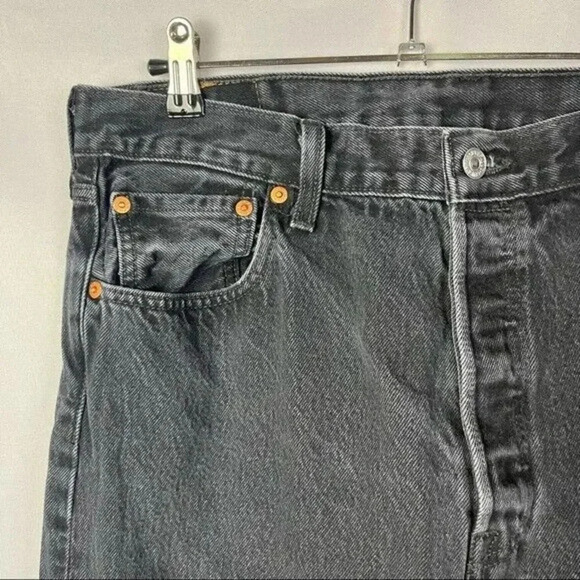 Levi's 501 Original Straight Fit Black Button Fly Jeans 36 X 36 - Picture 4 of 6